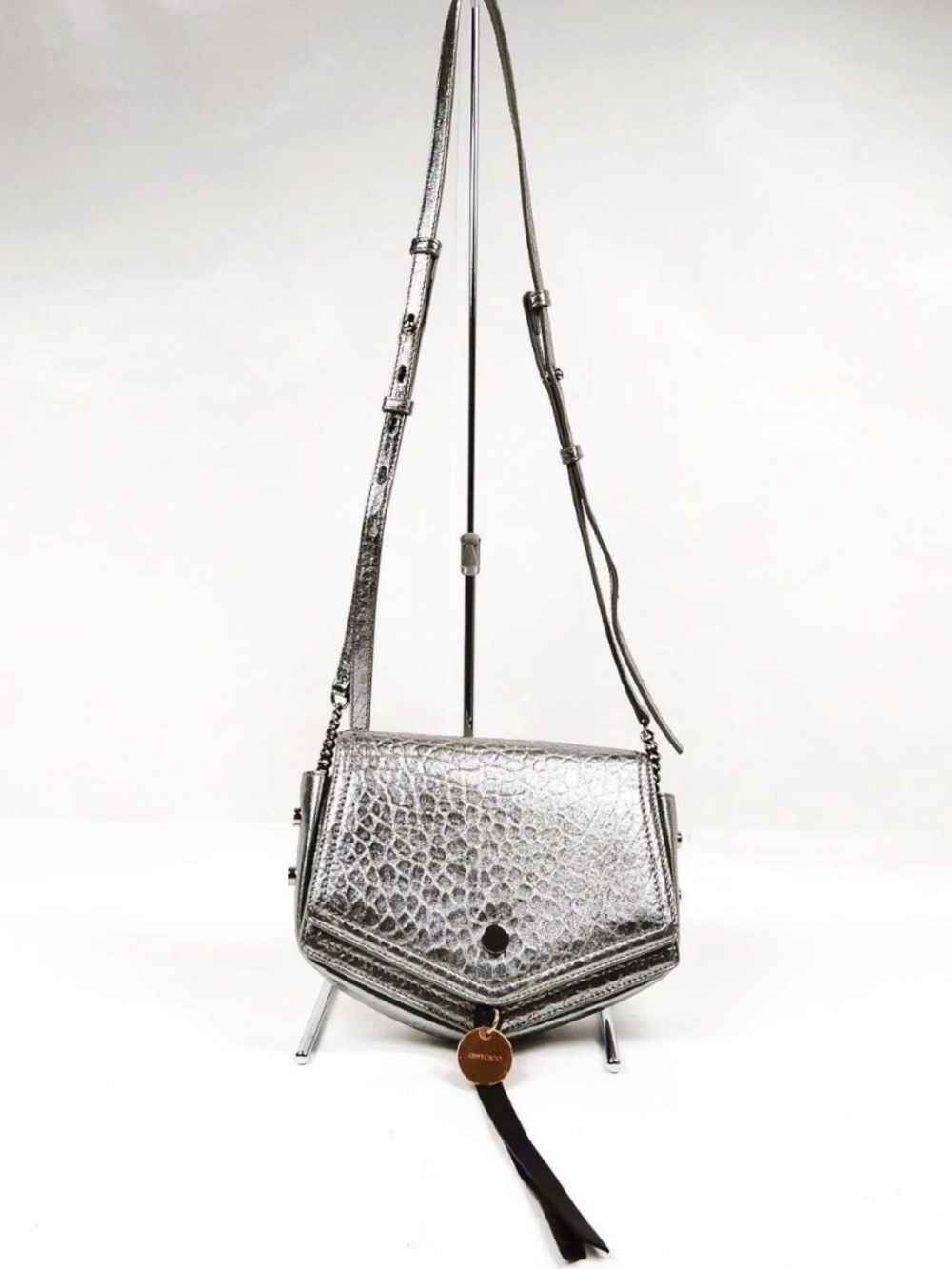 406. Jimmy Choo Silver Metallic Arrow Shoulder Bag